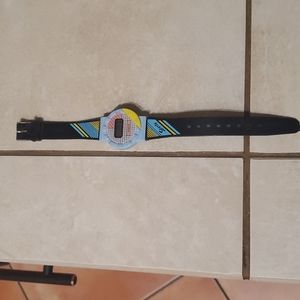 Vintage Black Blue Striped Digital Watch Sporty Quartz